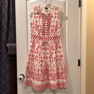 Talbots Red White Embroidered Dress
